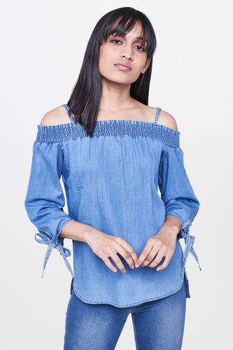 Denim Off Shoulder Top