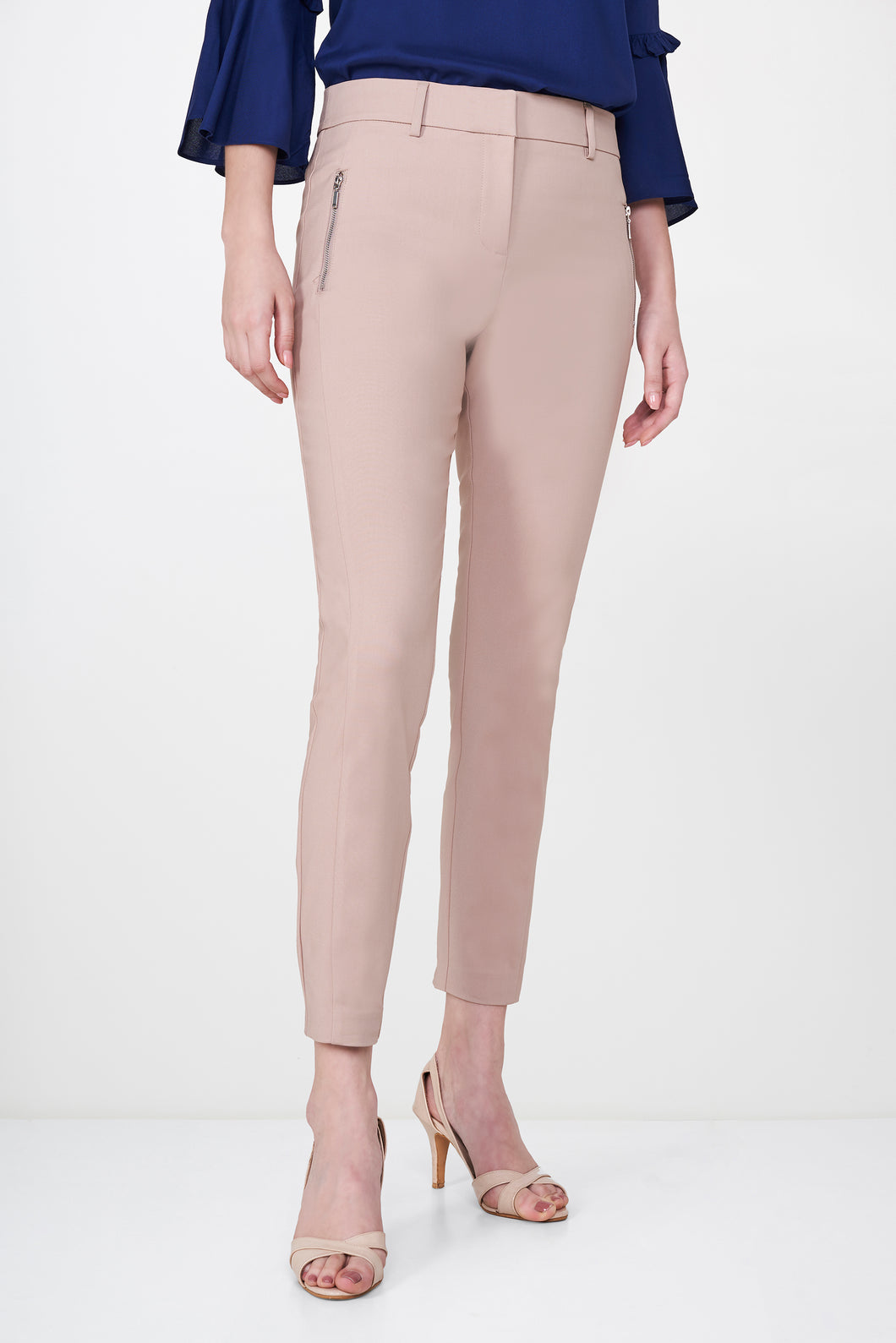 Beige Zip Pocket Trousers