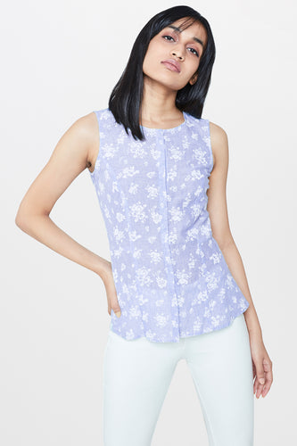Floral Blue Peplum Top
