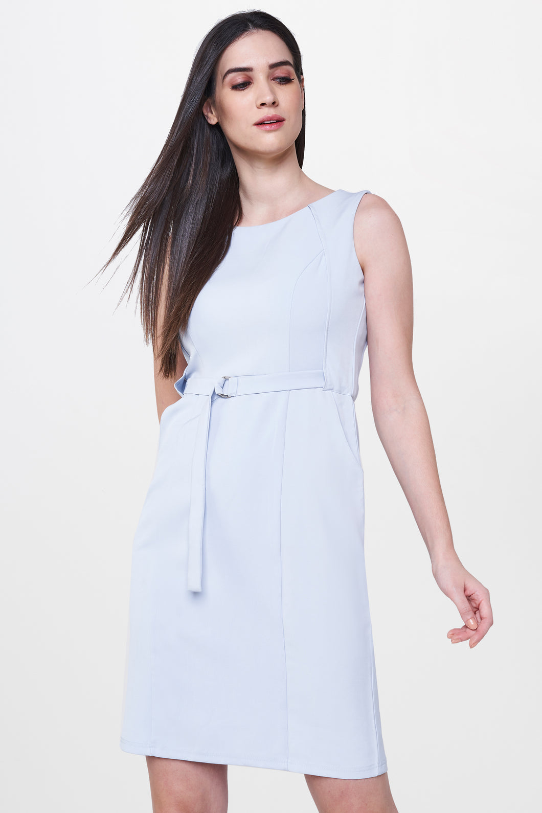 Powder Blue Dress With D-Ring Belt