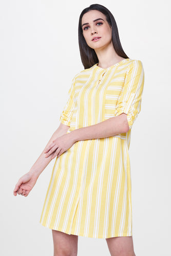 Yellow and White Striped Dress