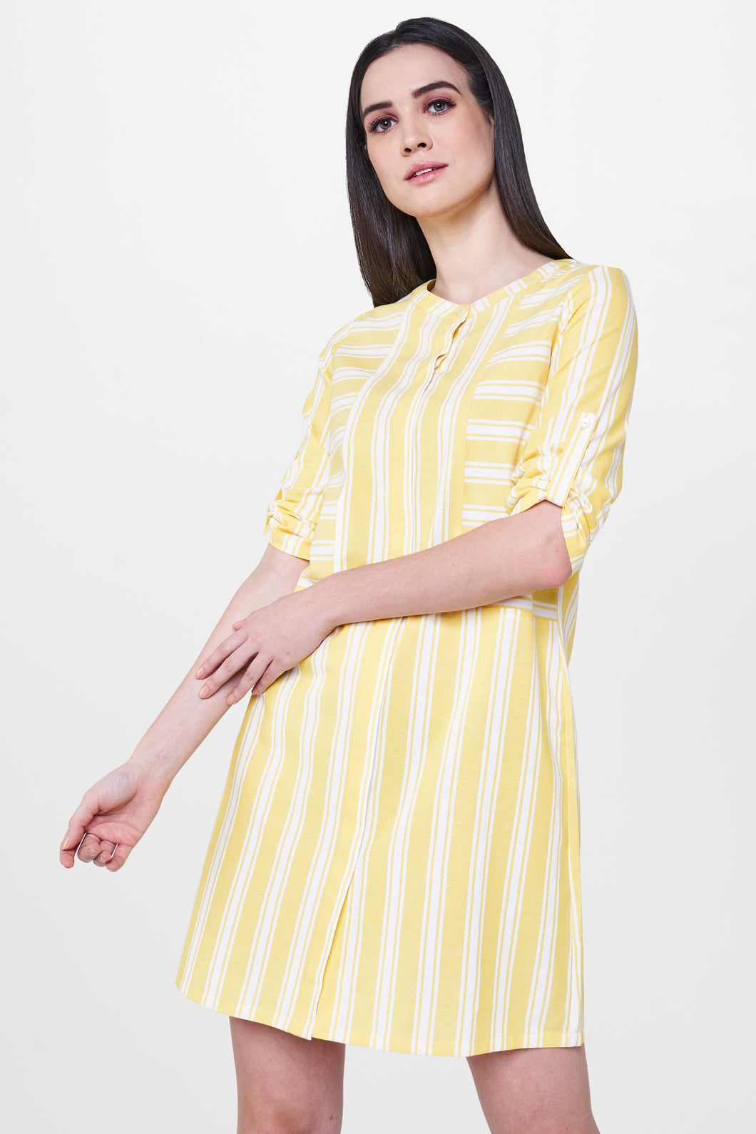 Yellow and White Striped Dress