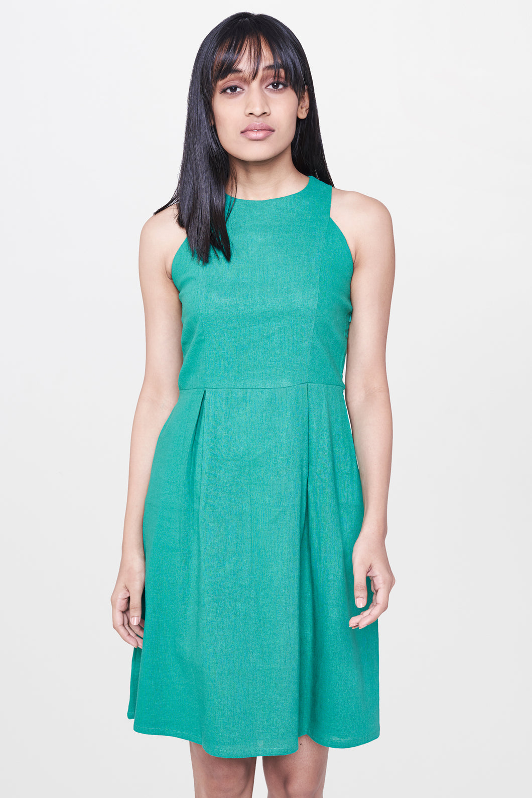 Green Pleated Dress