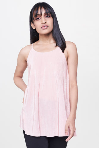 Light Pink Thin Strap Shimmer Top
