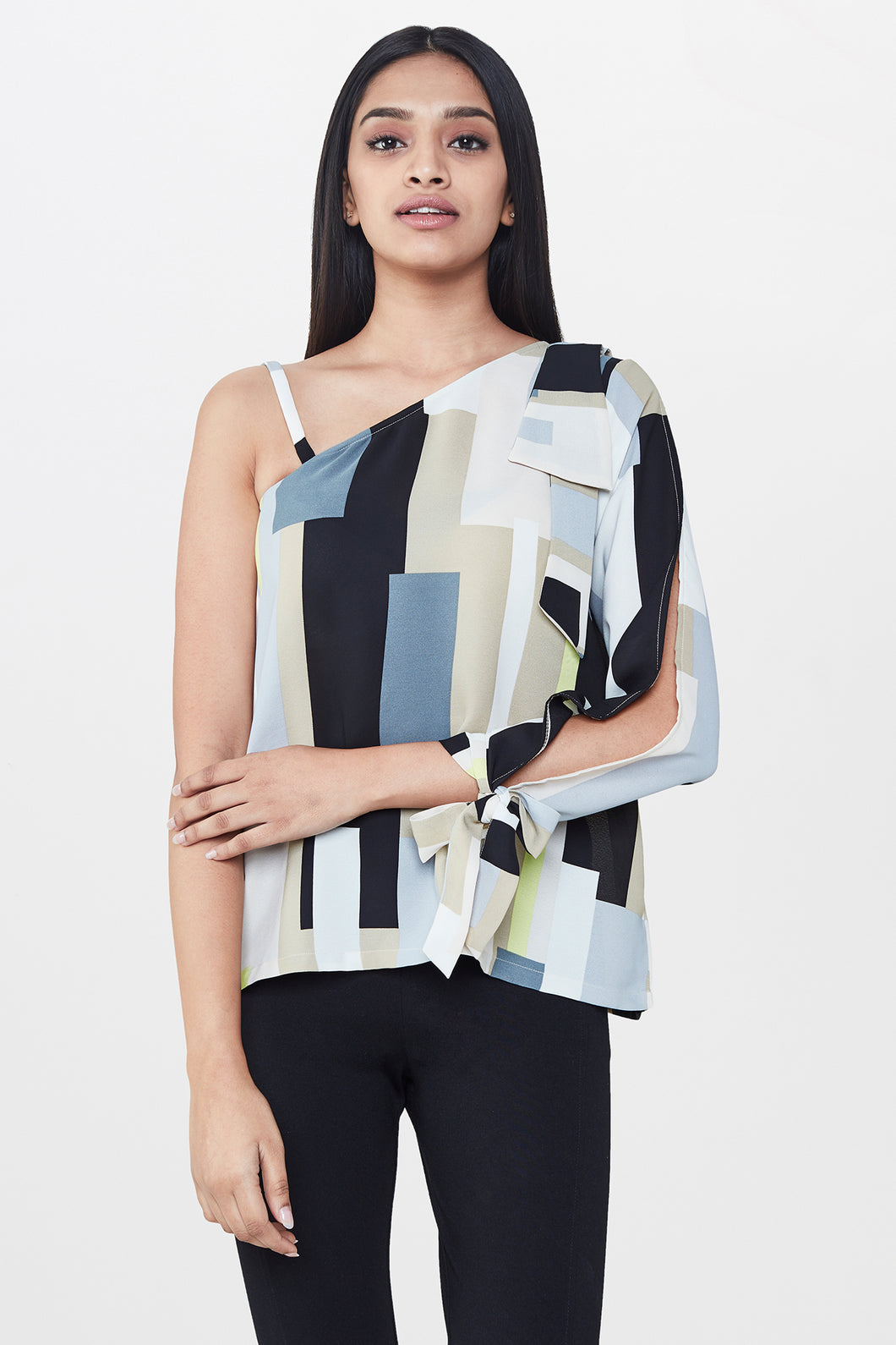 Multicolor Slit Sleeves Top