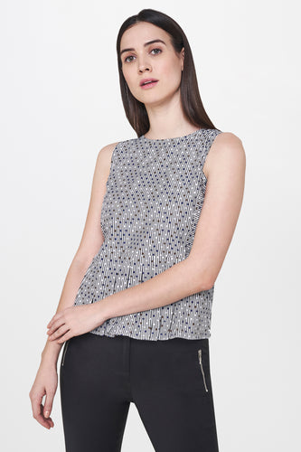 Blue Sleeveless Peplum Top