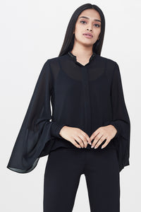 Black Sequin Sheer Shirt
