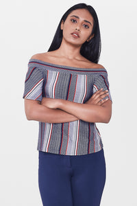 Stripes Off Shoulder Top