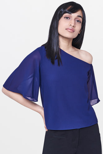 Blue One Shoulder Top