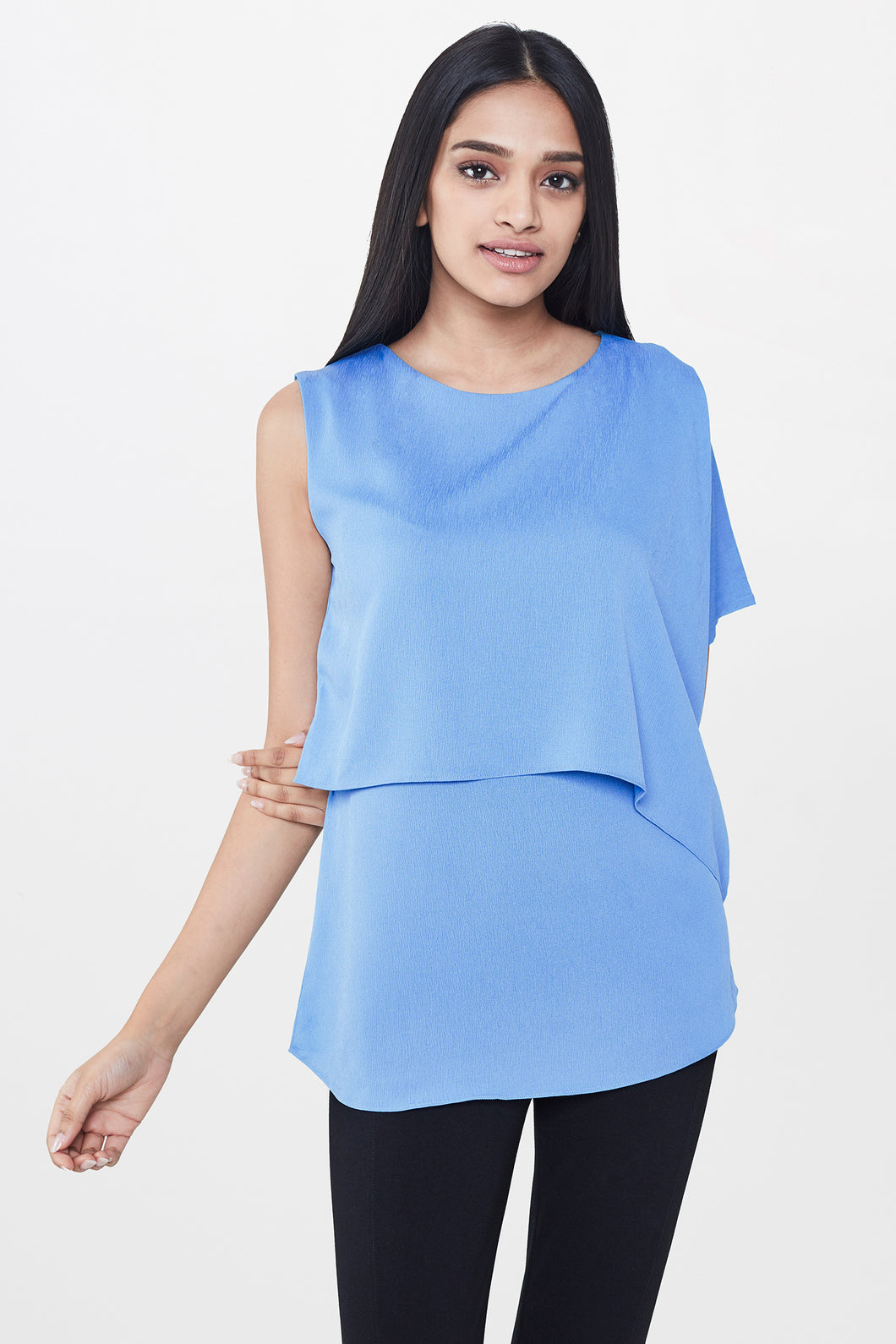 Powder Blue Flounce Top