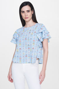 Powder Blue Printed Top