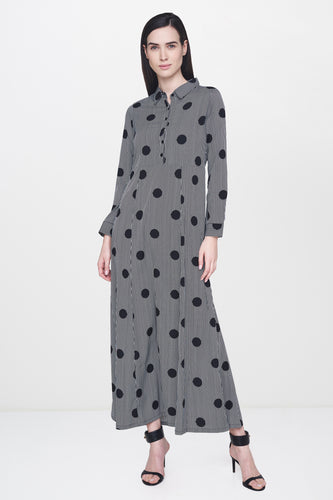 Grey & Black Polka Dot Maxi