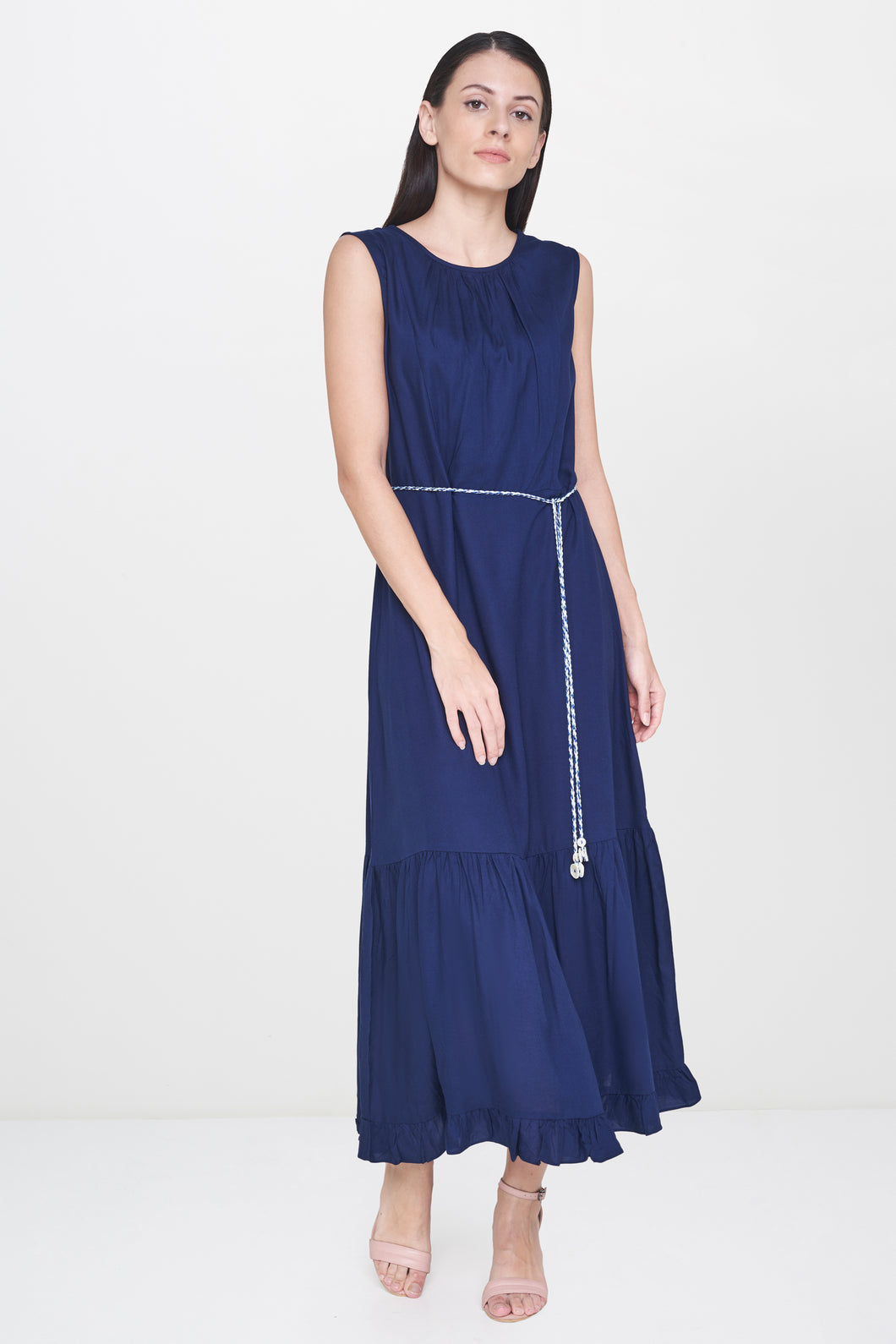 Navy Tiered Maxi Dress