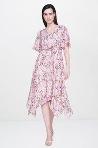 Lilac Floral Handkerchief Dress