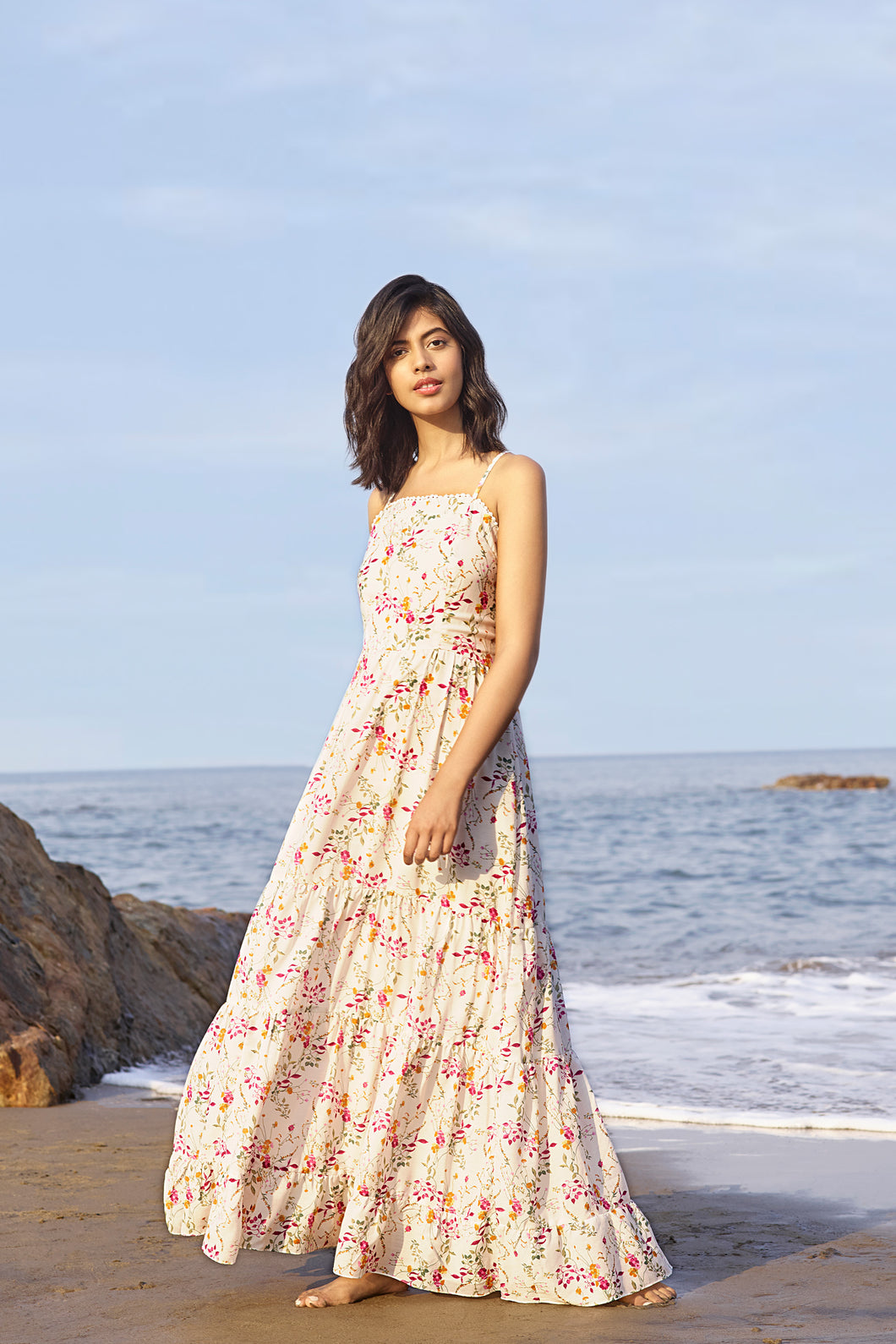 Pink & White Floral Maxi