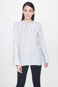 Striped Flounce Sleeves Top