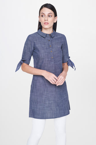 Navy Tunic with Tie-up Sleeves