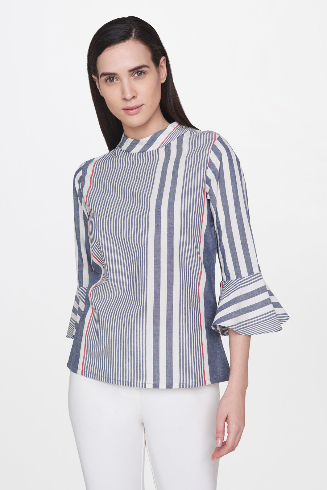 Grey & White Stripe Top