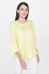 Yellow Tie-up Sleeves Top